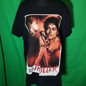 Michael Jackson Size 2X Thriller Pop Music Black T-Shirt Retro 1980s King of Pop
